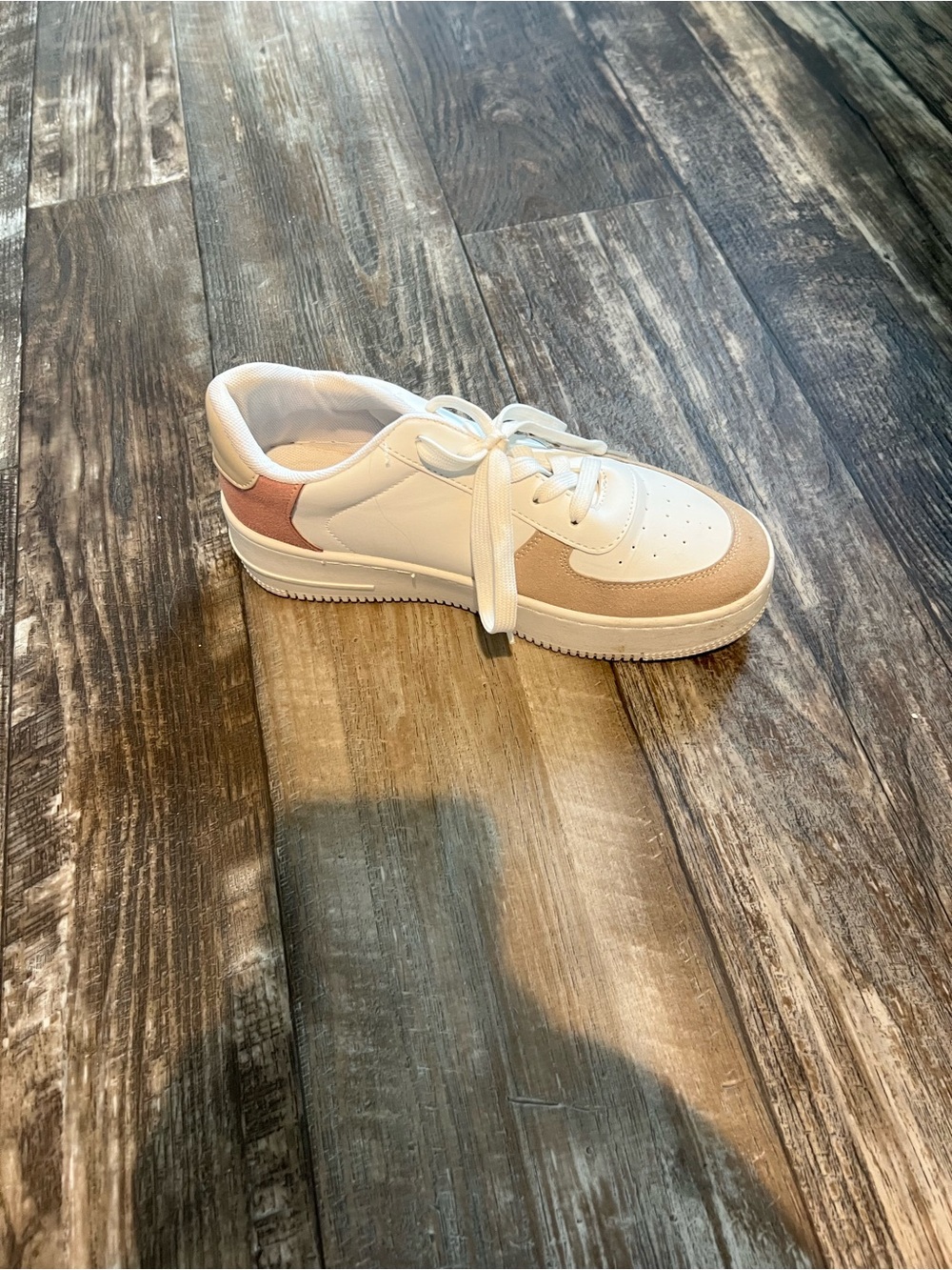 Outwoods White Sneakers with Blush and Tan Accents